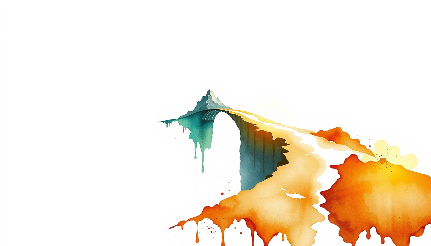 Abstract depiction of desirable difficulties: smooth path vs. rocky bridge.