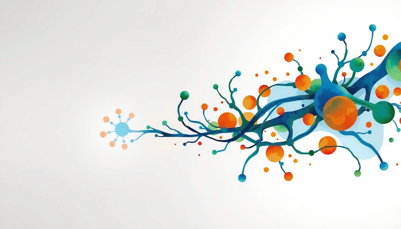 Two diverging paths from a glowing neural node in abstract art.