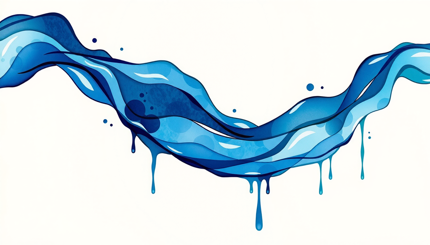 Abstract watercolor of indigo dopamine and teal serotonin streams in balance.