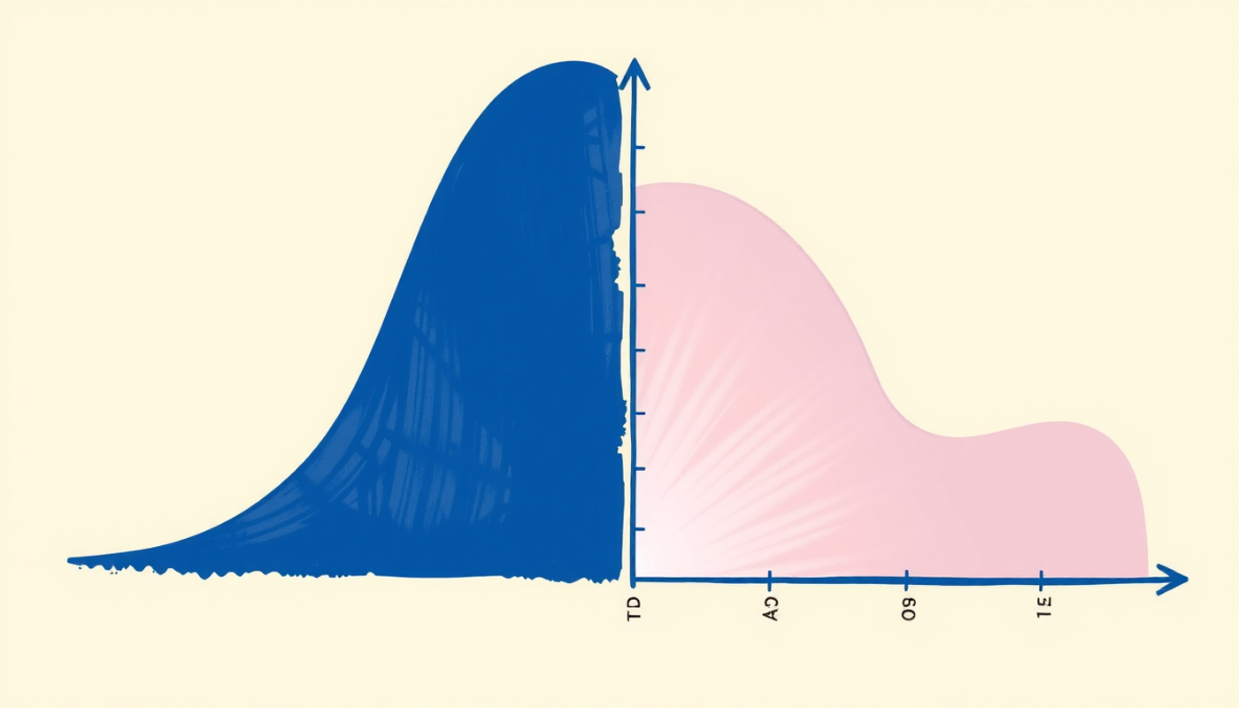 Dunning-Kruger curve deconstructed with linear relationship and noise annotations.