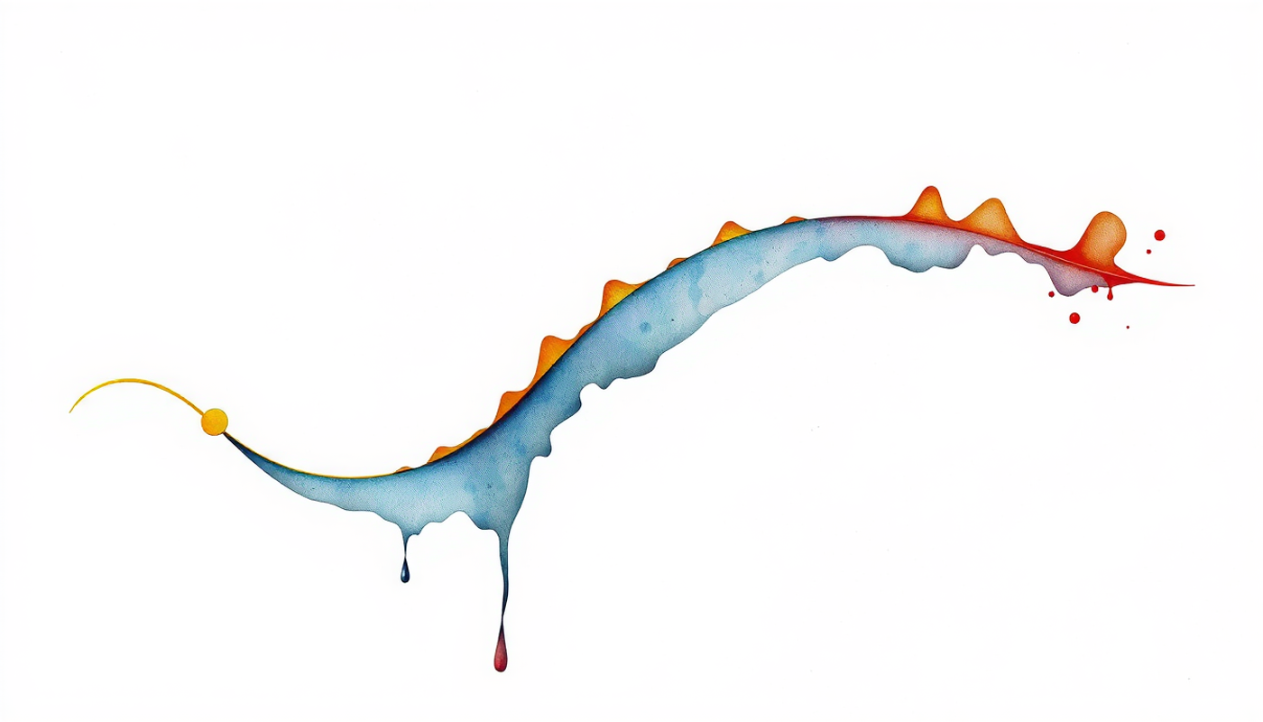 Abstract Ebbinghaus forgetting curve with glowing data points on indigo background.
