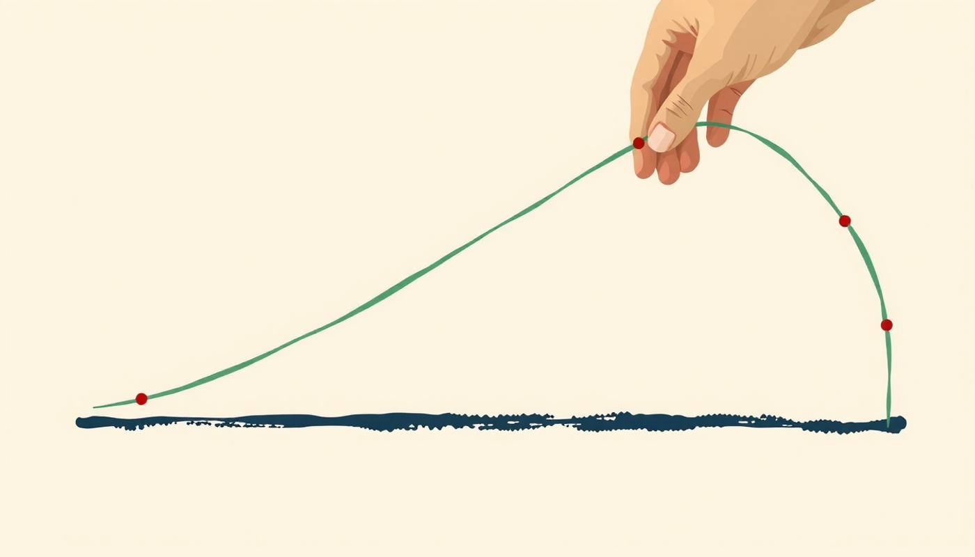 Clean line graph depicting Ebbinghaus forgetting curve with review intervals.