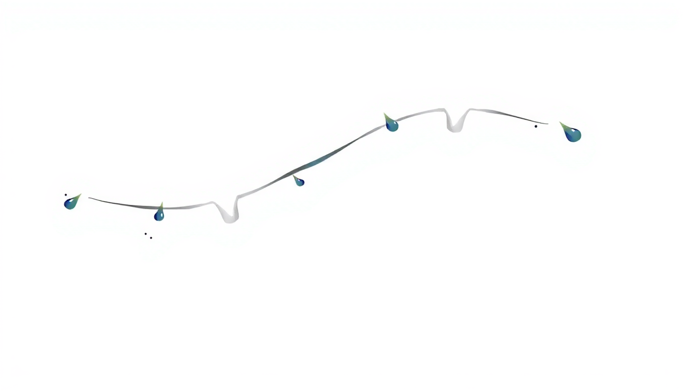Elegant curve fragmenting into faint variations in soft grey and indigo.