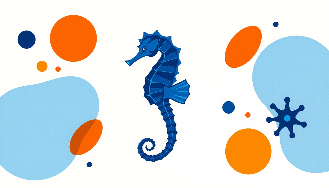 Elegante representación del hipocampo con flujo de información y células destacadas.