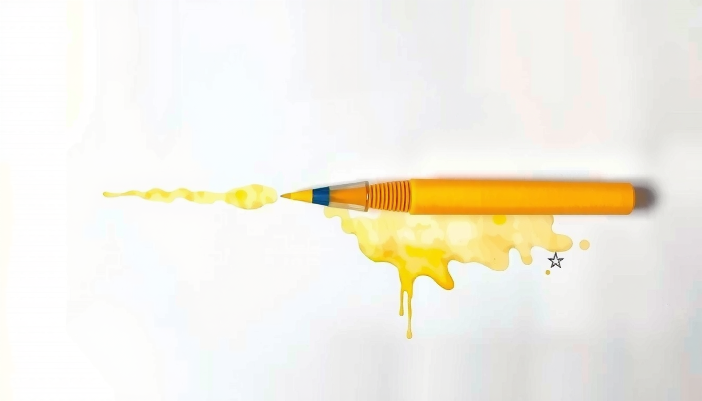Highlighter pen on a page with fading yellow marks.