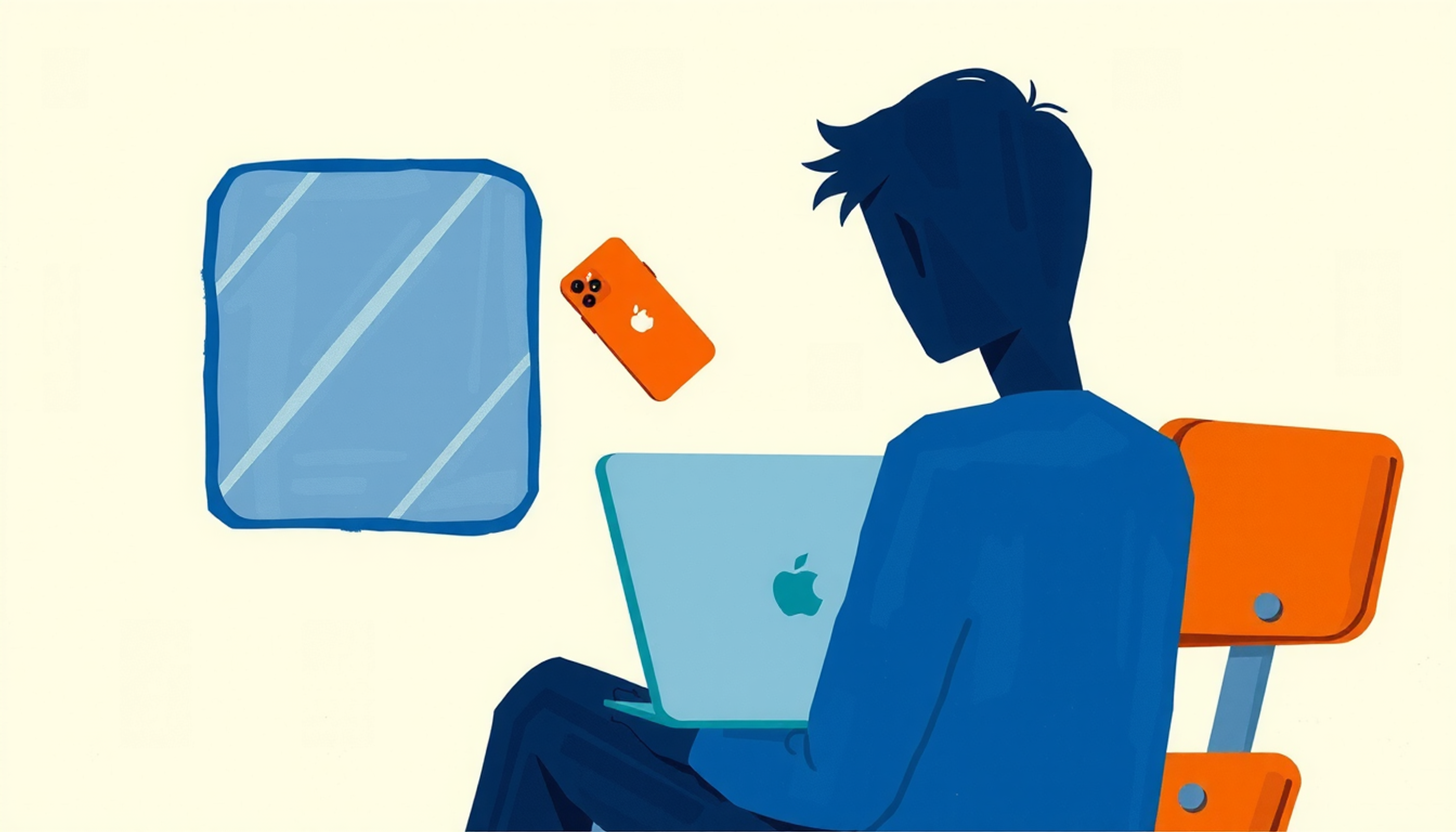 Student studying flashcards on a laptop, preparing for a quiz.