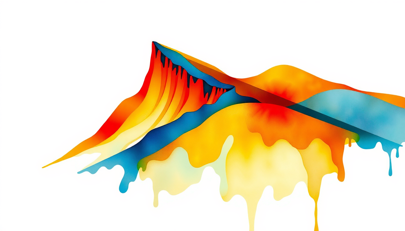 Abstract landscape of cliffs and rolling hills illustrating the forgetting curve.