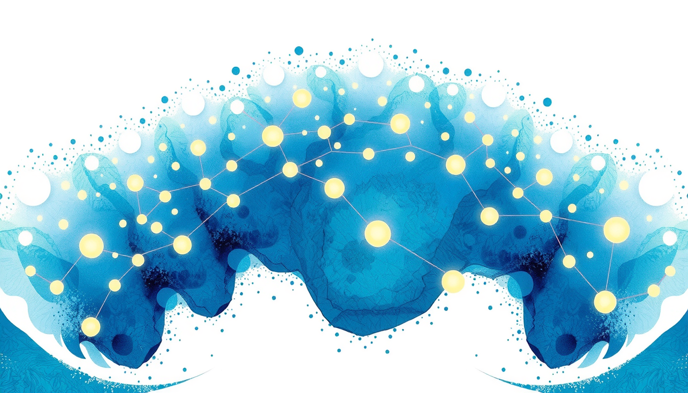 Vast abstract field of glowing data points in flowing patterns.