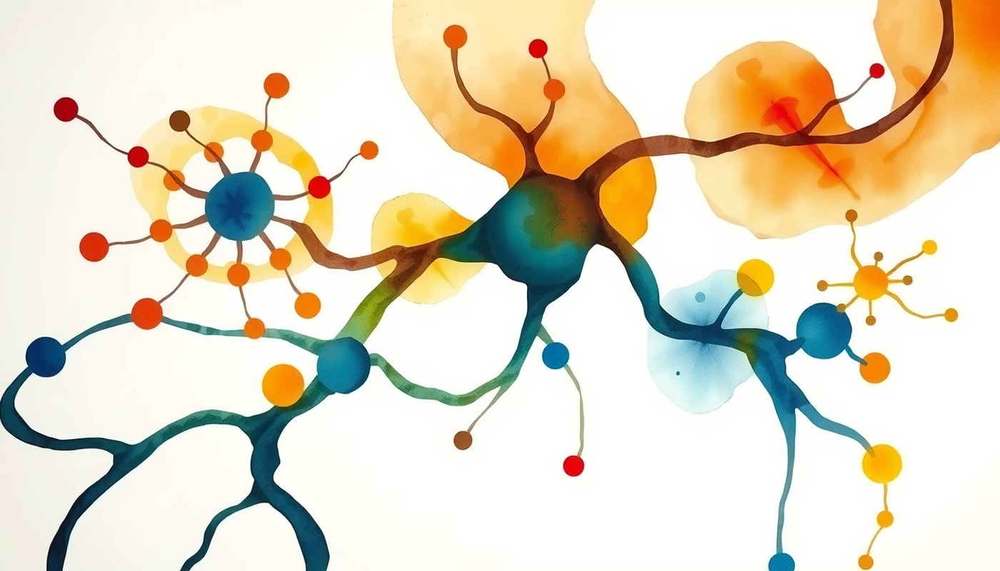 Glowing neural network transforming into branching educational pathways on indigo background.