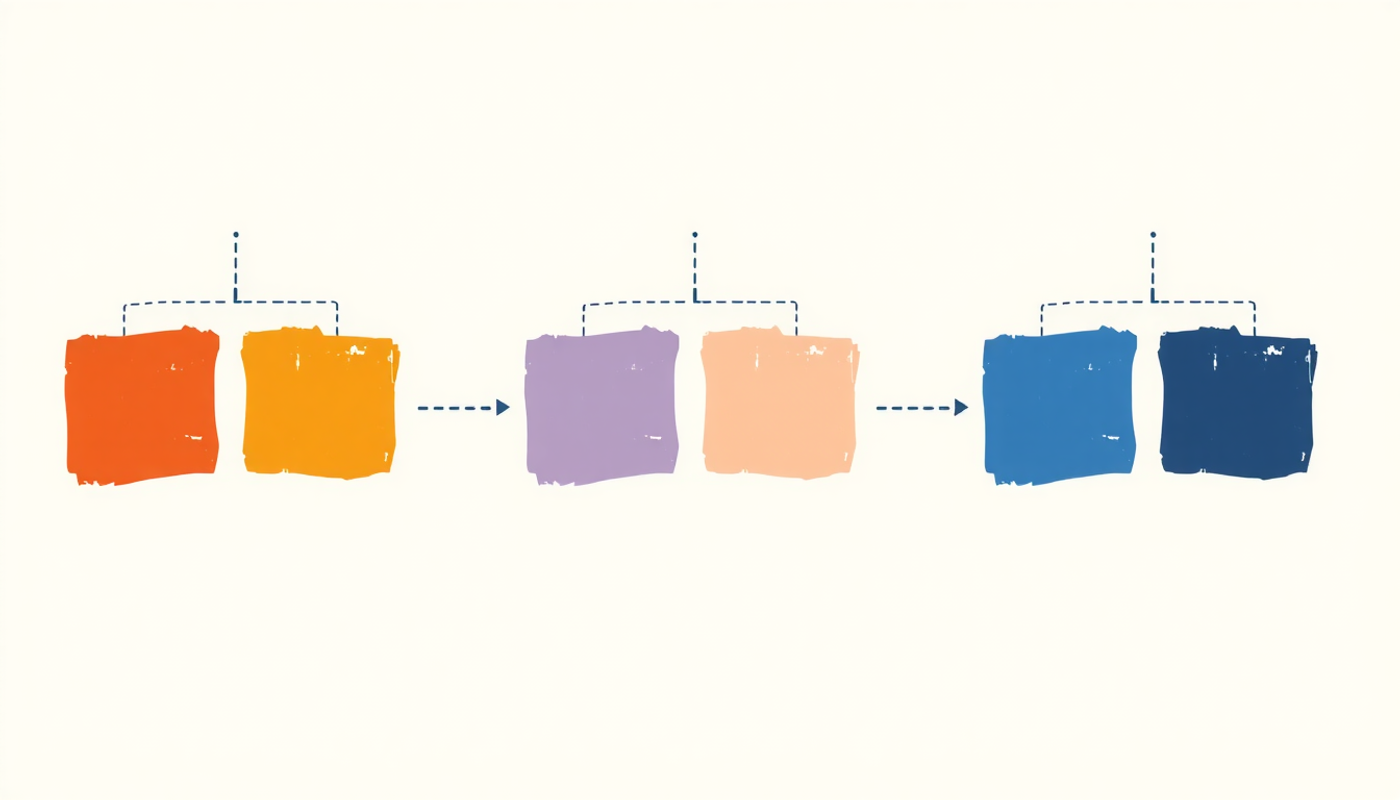 Abstract flashcard icons on a decision tree with branching paths.