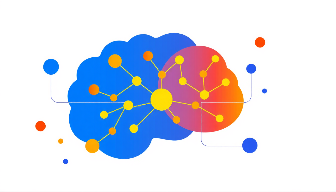 مقطع مغز انسان با مسیرهای عصبی درخشان و رنگ‌های آبی و طلایی