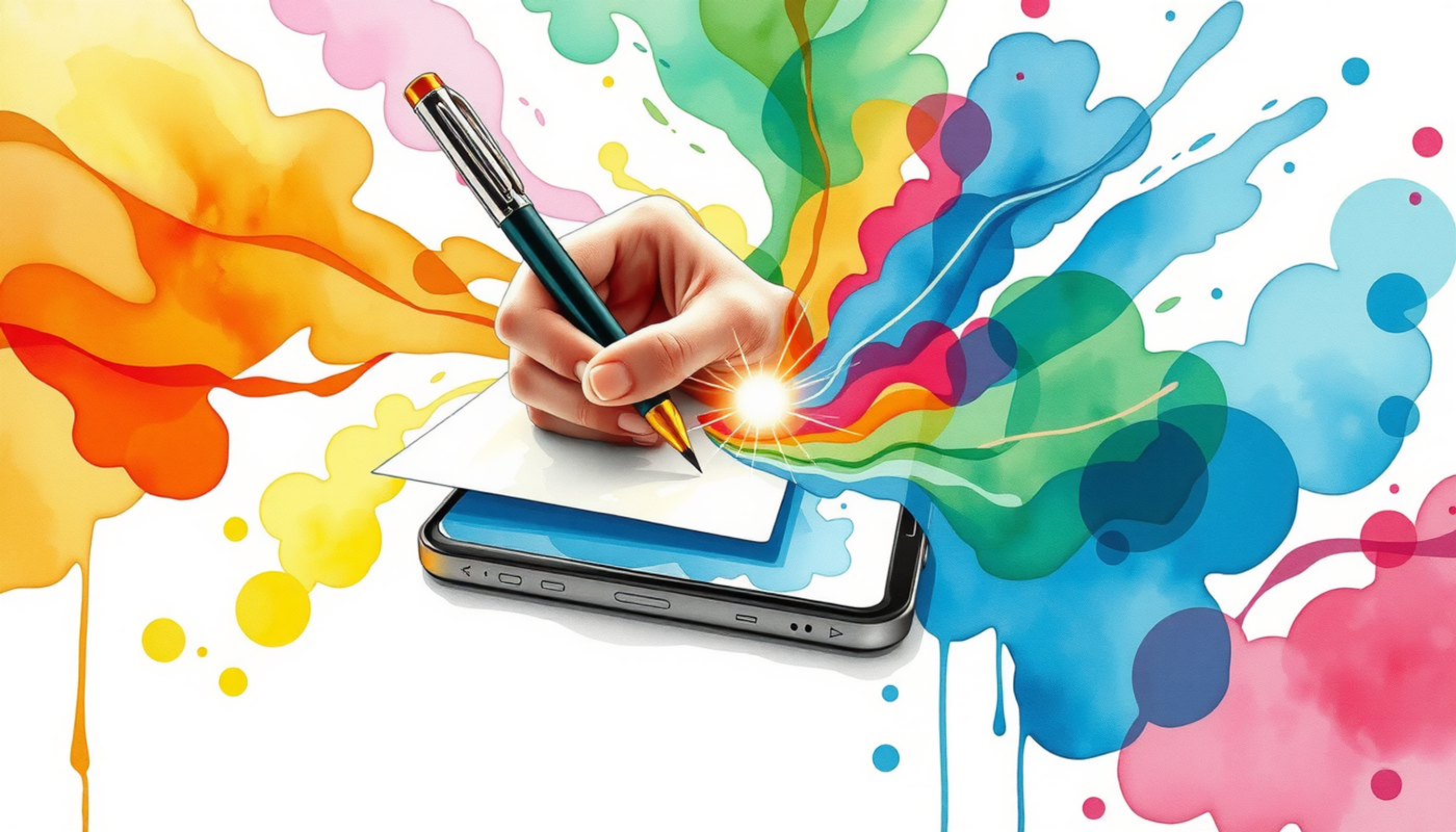 Hybrid workflow: pen to smartphone, radiating study environments.