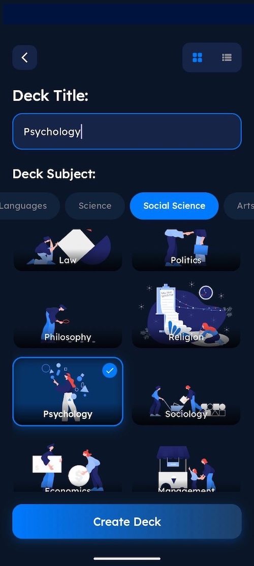 Creating a new deck with a custom name