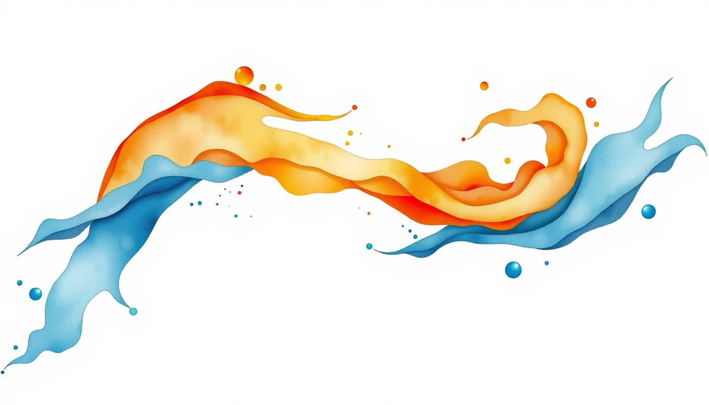 Indigo and amber particles merging into a bright white stream.
