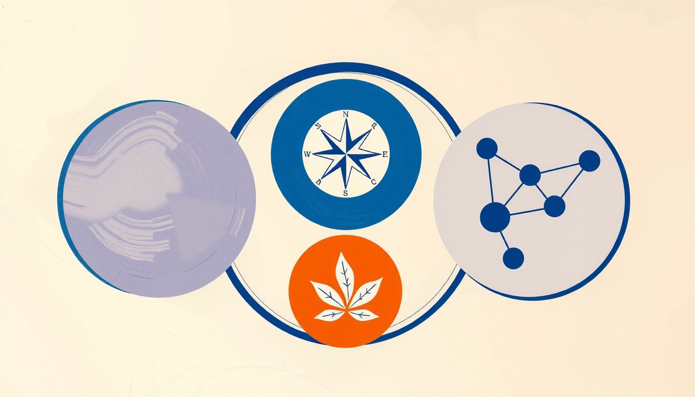 Interconnected circles symbolizing autonomy, competence, and social connection with icons.