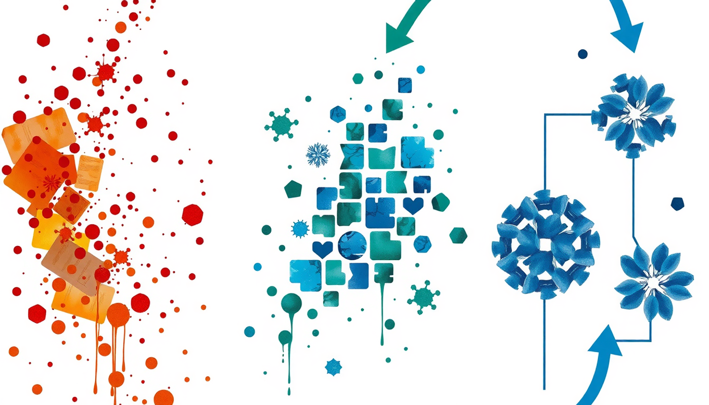 Knowledge transformation from chaos to order in three stages.