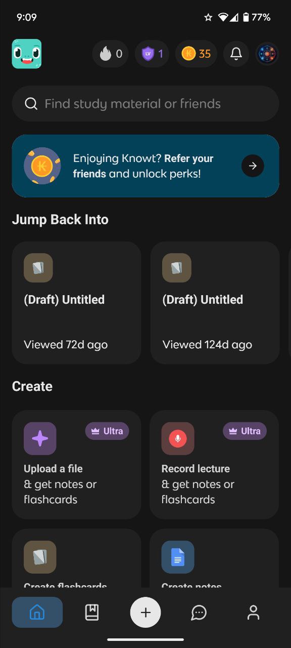 Knowt Mobile App View