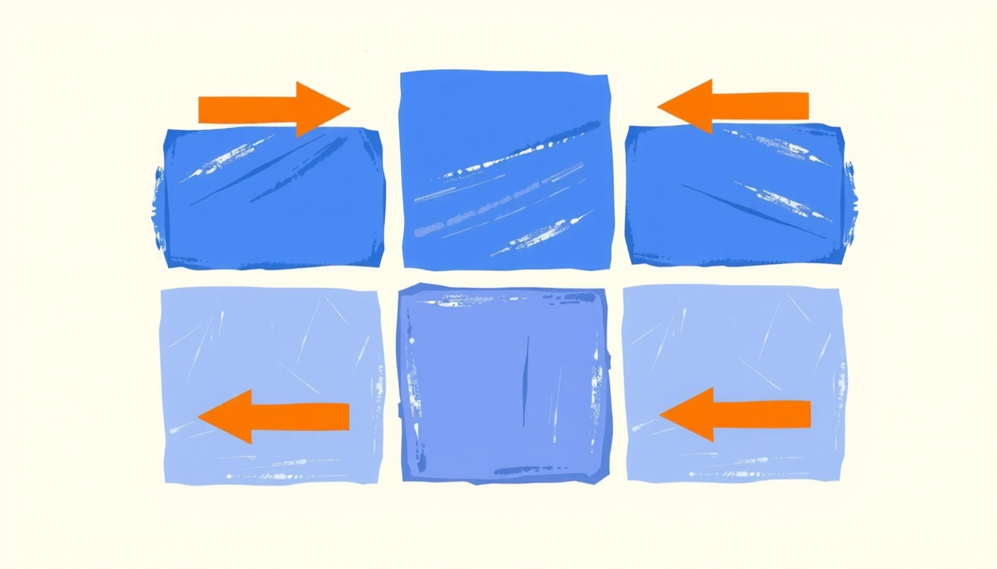 Clean minimal diagram of the Leitner box system with flashcards.