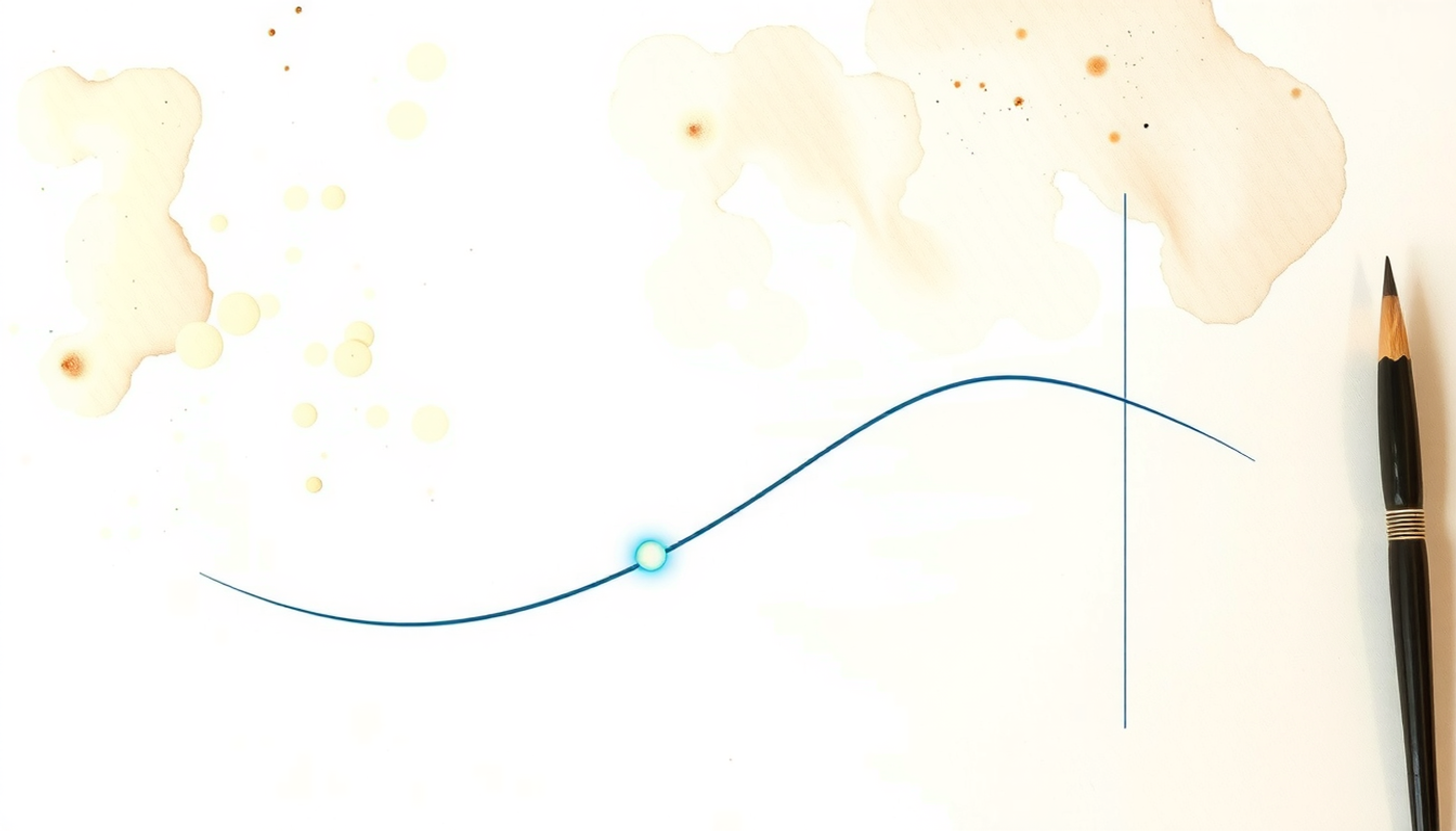 S-shaped logistic curve in deep indigo on cream parchment background.