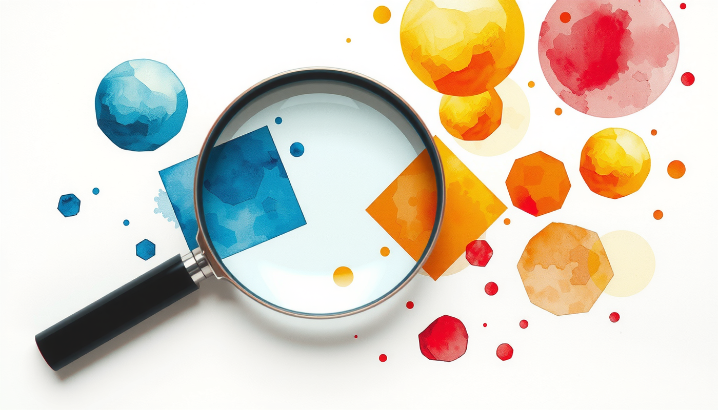 Magnifying glass over scientific paper highlighting known and unknown data.