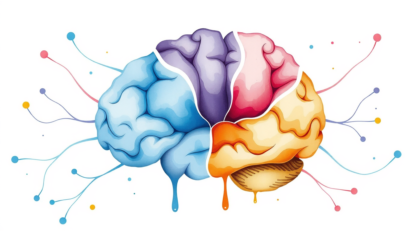 Anatomical view of the medial temporal lobe with colorful brain structures.