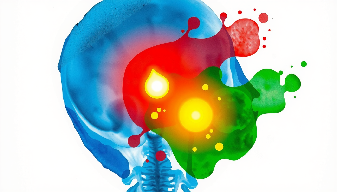 Close-up of X-ray with contrasting gaze patterns in clinical lighting.
