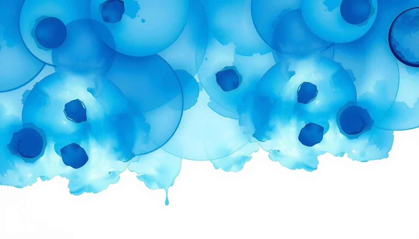 Calm abstract concentric pulses in deep blue with soft violet edges.