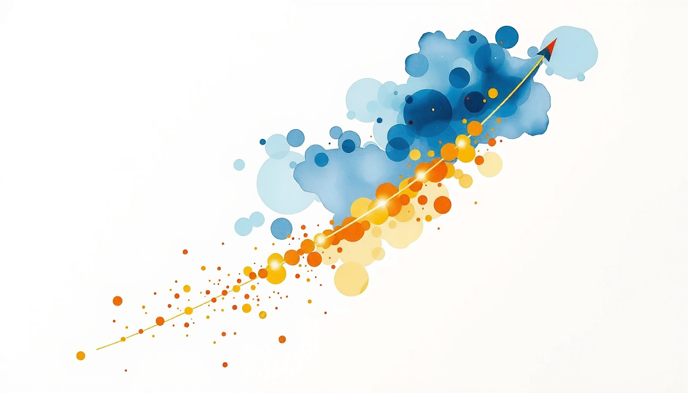 Abstract visualization of memory decay with luminous particles and bright review pulses.