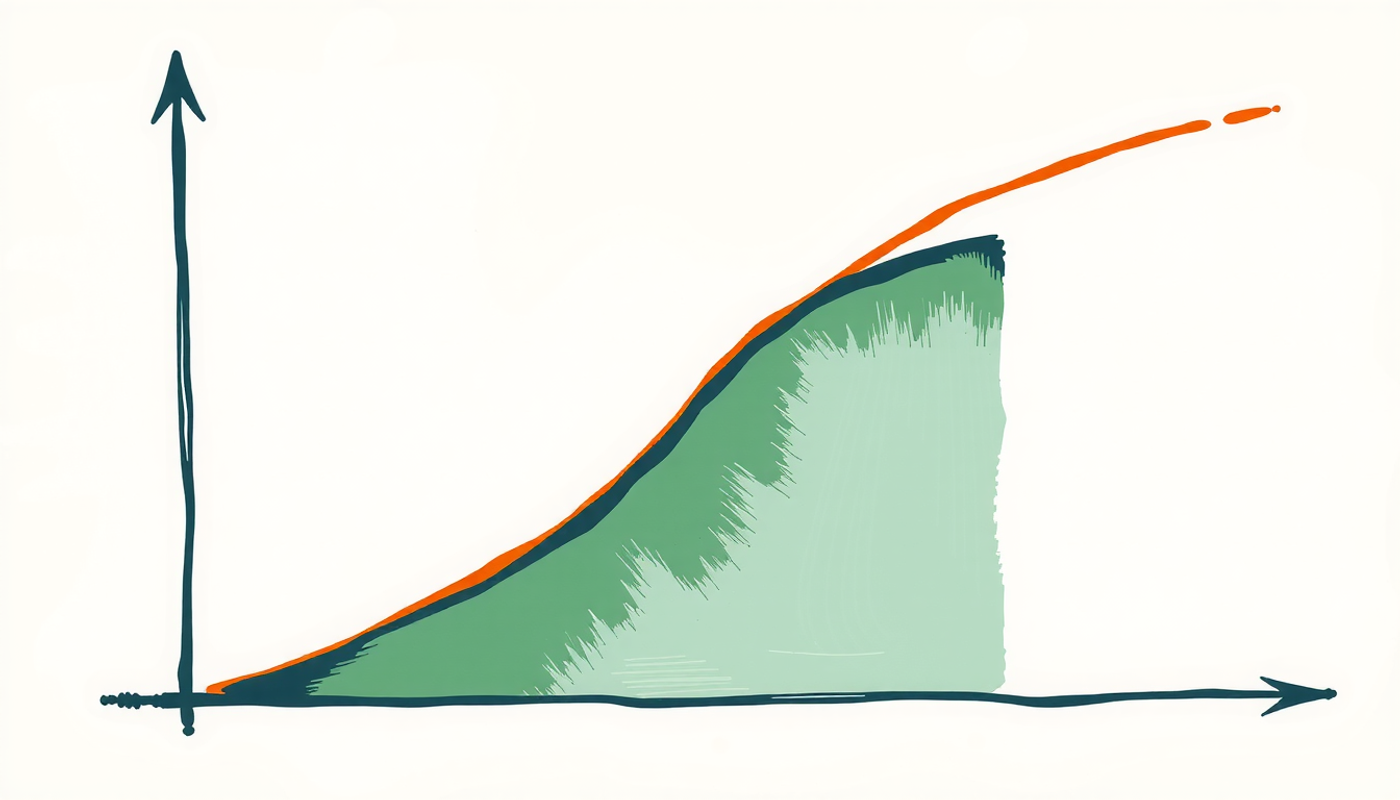 Minimalist line graph depicting memory decline and stabilization curves.
