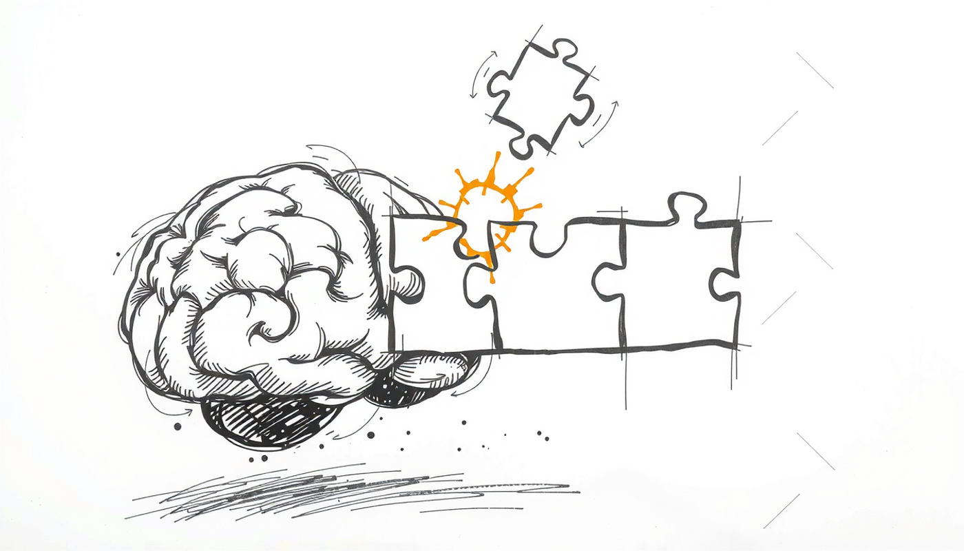 Gehirn rekonstruiert Erinnerungen wie Puzzlestücke zu einer kohärenten Szene.