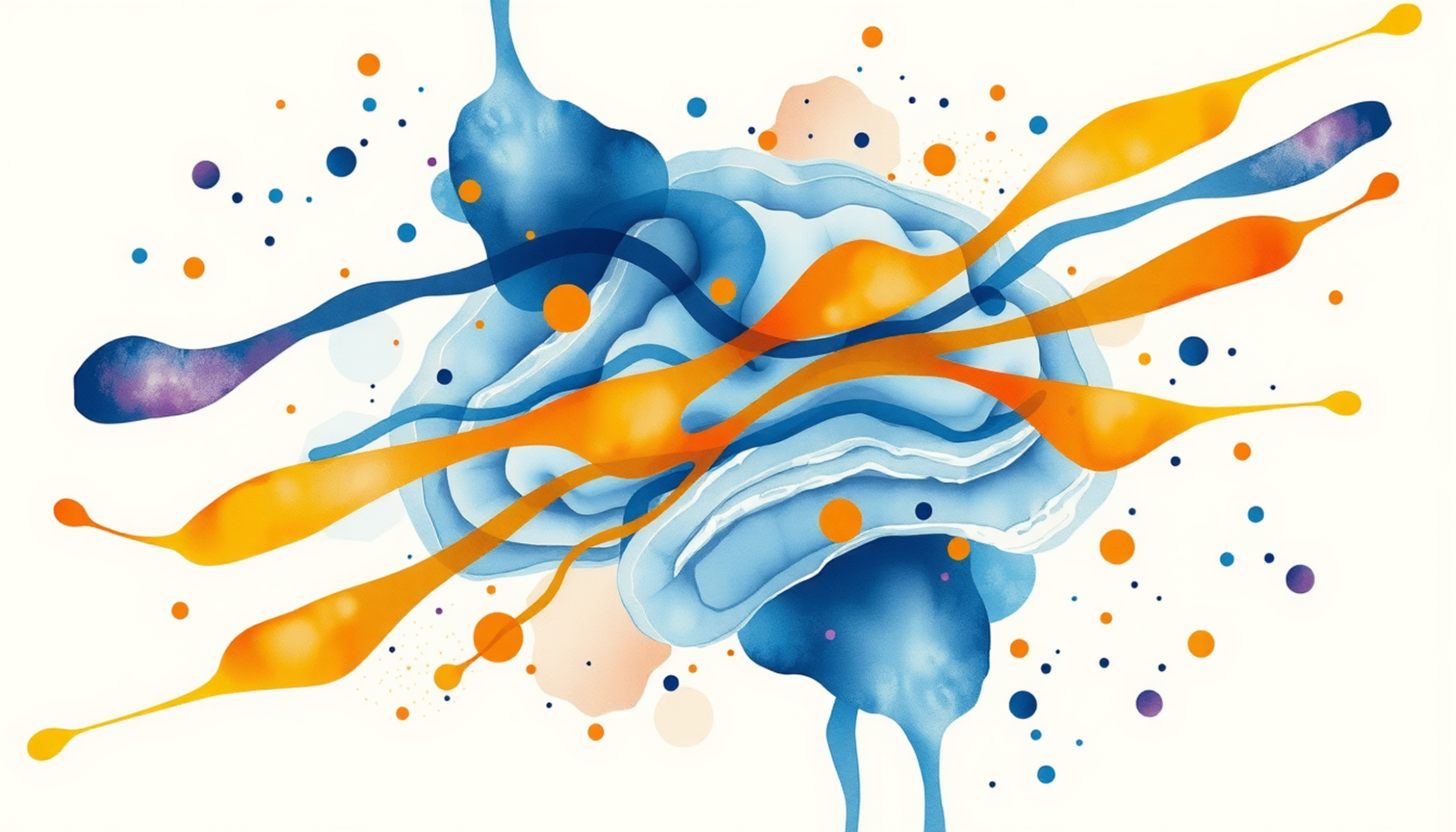 Translucent brain layers with colorful sound waves representing memory transformation.