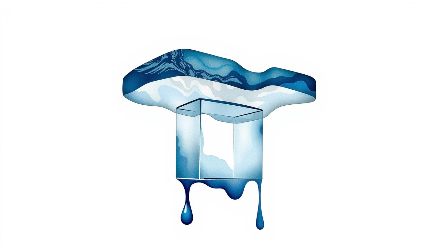 Minimalist cross section of translucent glass plates with layered details.