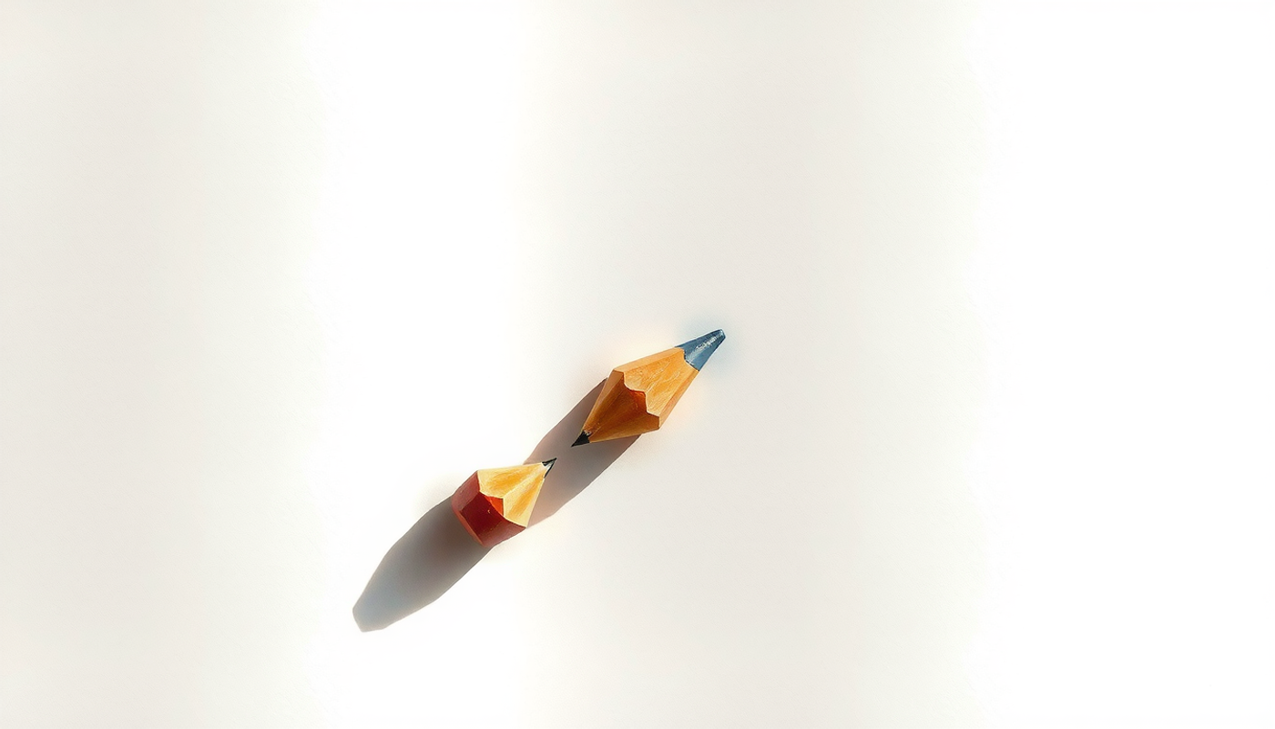 Plain graphite pencil snapped in two on textured paper.