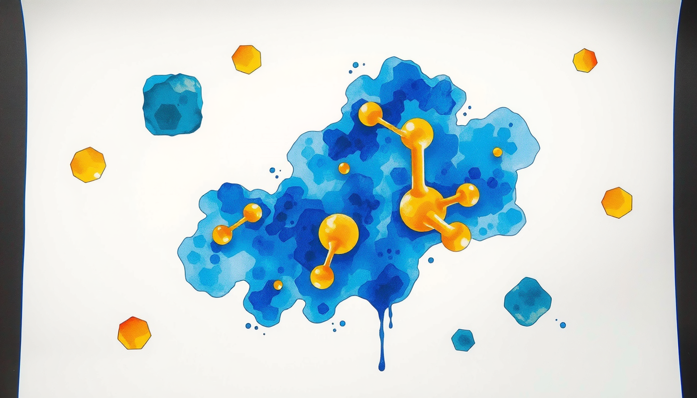 Synapse reconsolidation with fading blue proteins and bright gold structures.