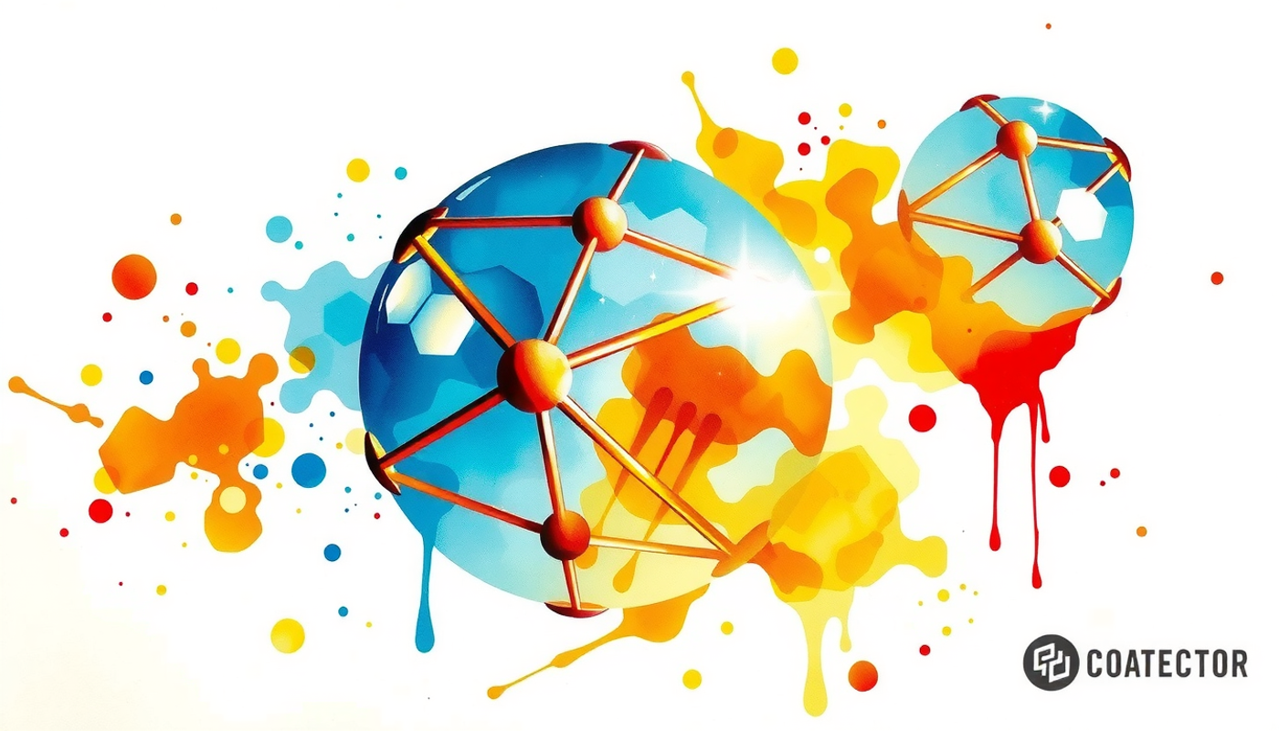 Transparent geometric spheres with intricate lattice structures in amber and blue.