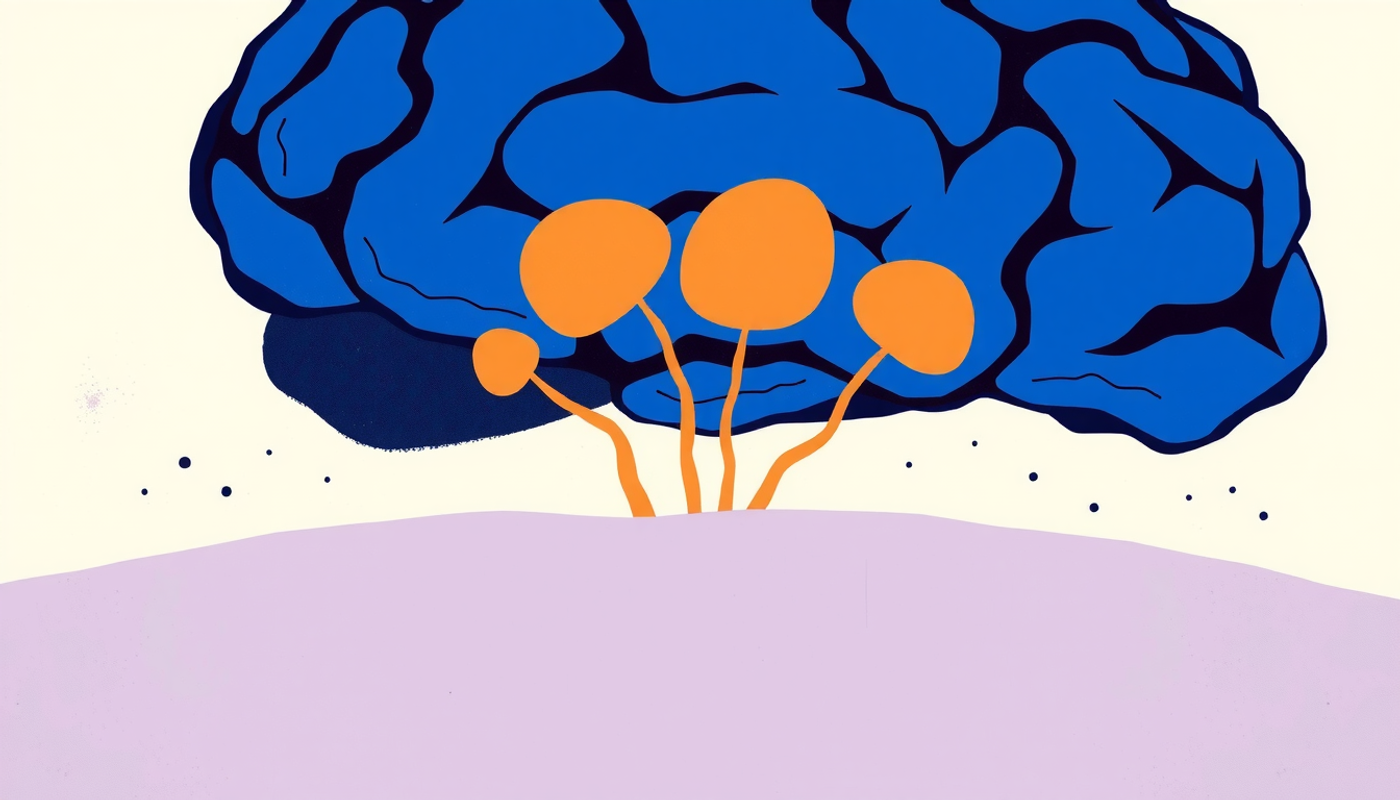 Brain with green sprouts representing neuroplasticity and recovery in watercolor.