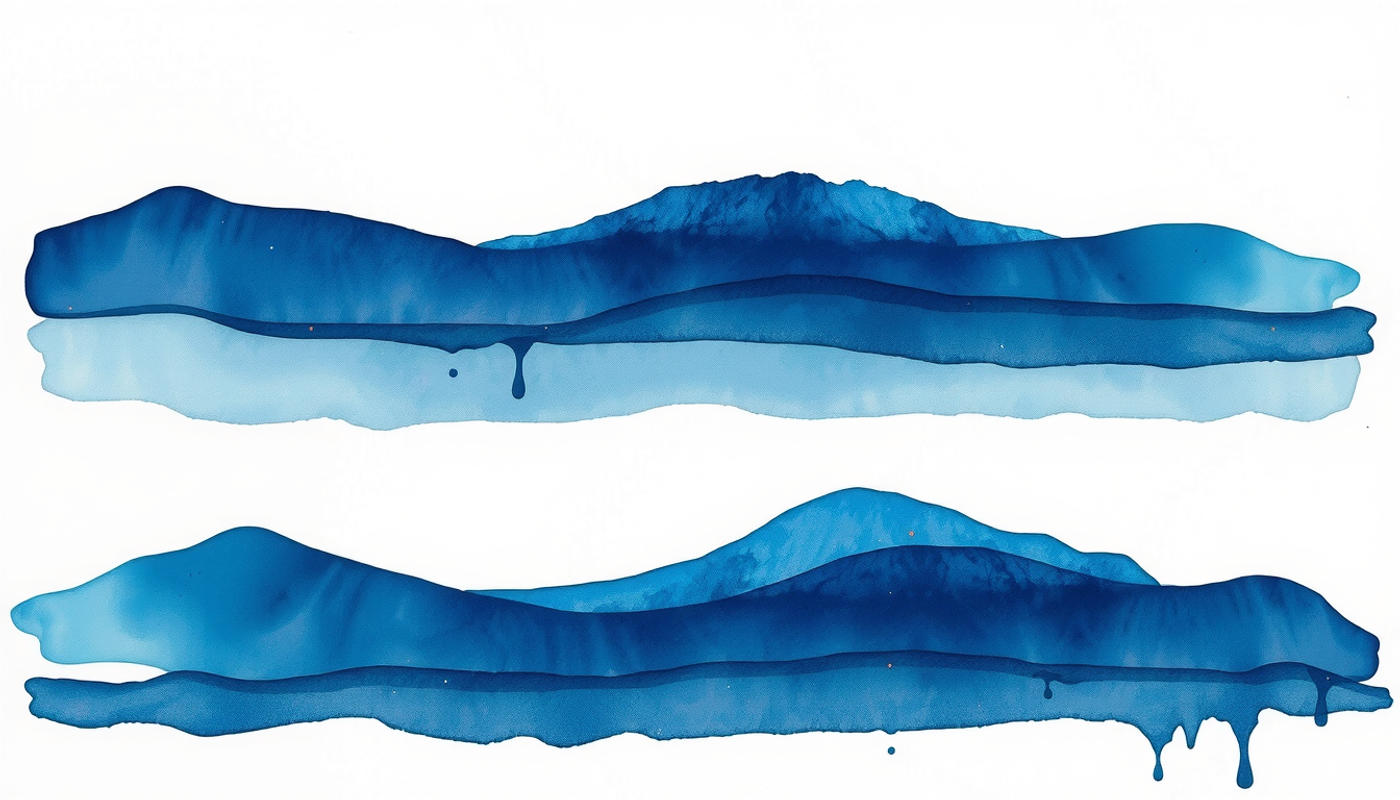 Dark blue abstract waveforms with glowing points of light drifting calmly.