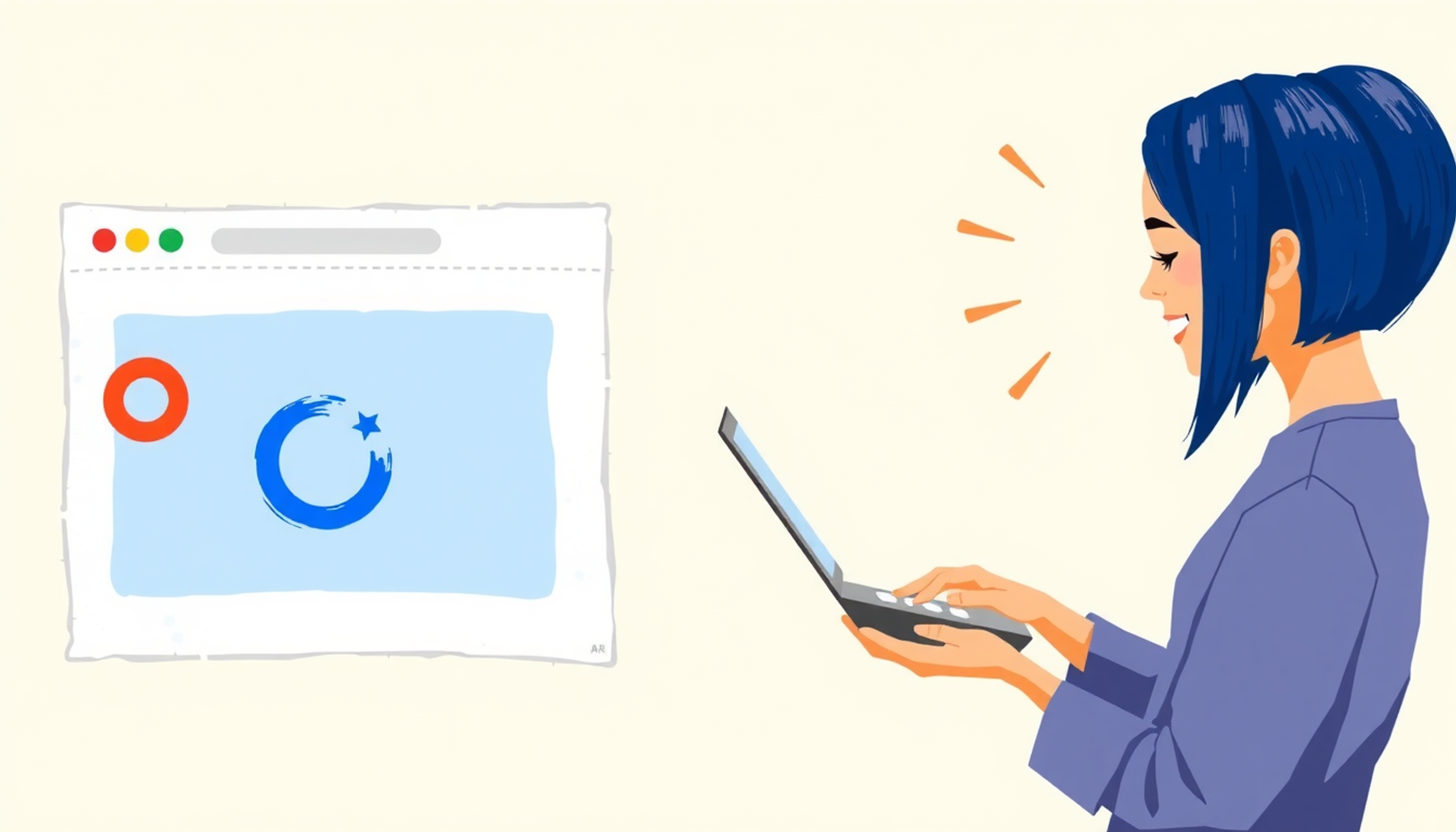 Loading browser tab versus happy student using offline app.