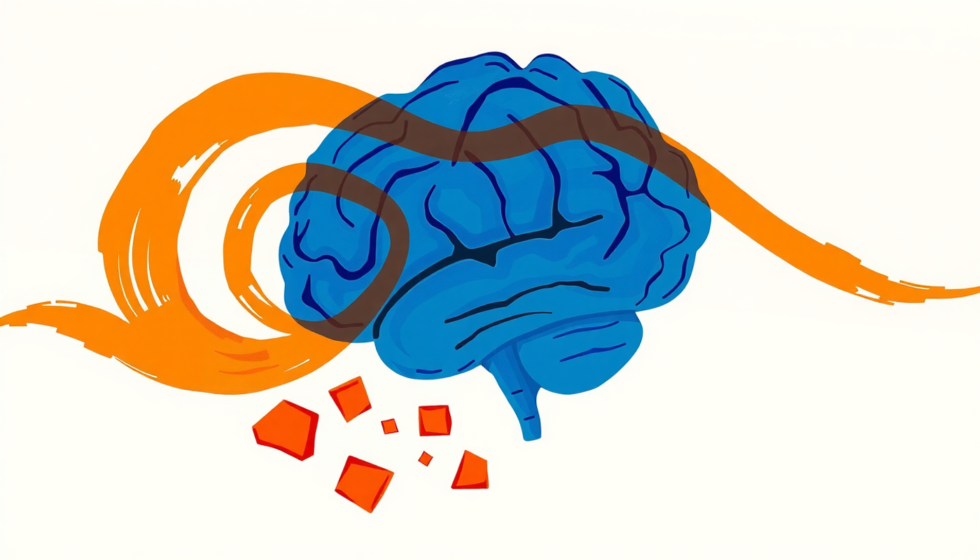 Phonological loop concept with sound waves in a translucent brain.