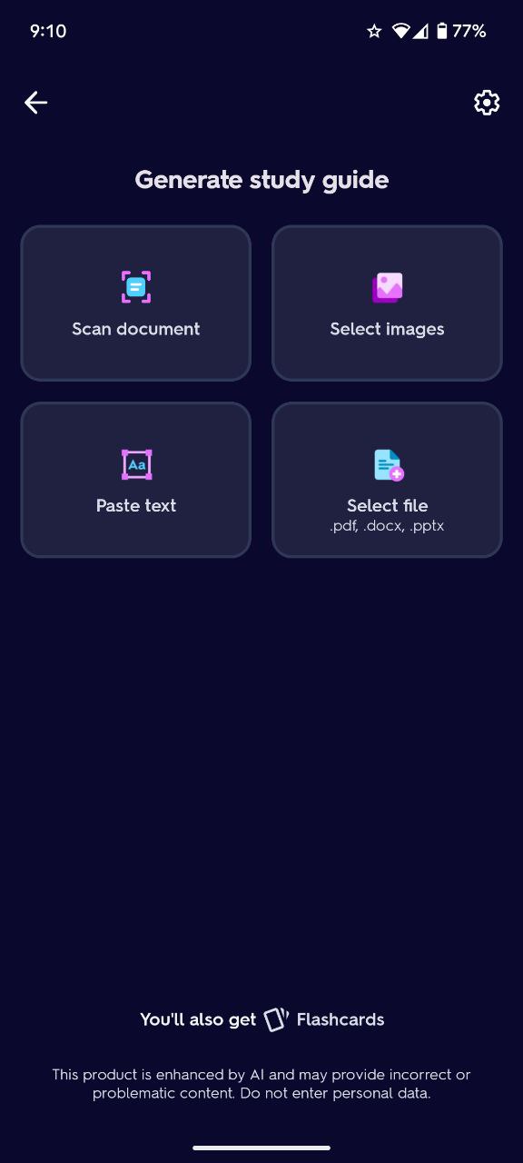 Quizlet Mobile App View