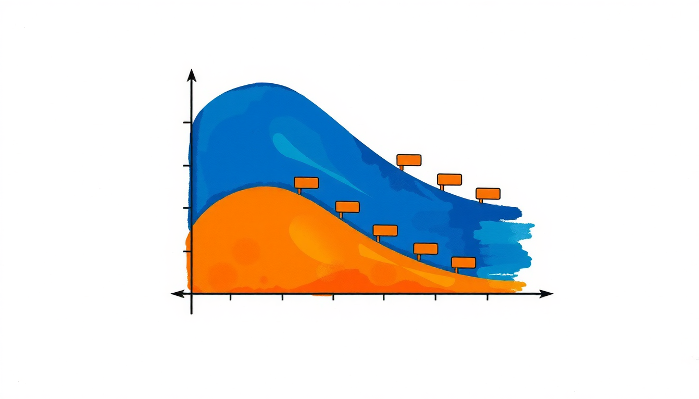 Scheduling curves comparison: fixed vs. adaptive intervals on a graph.