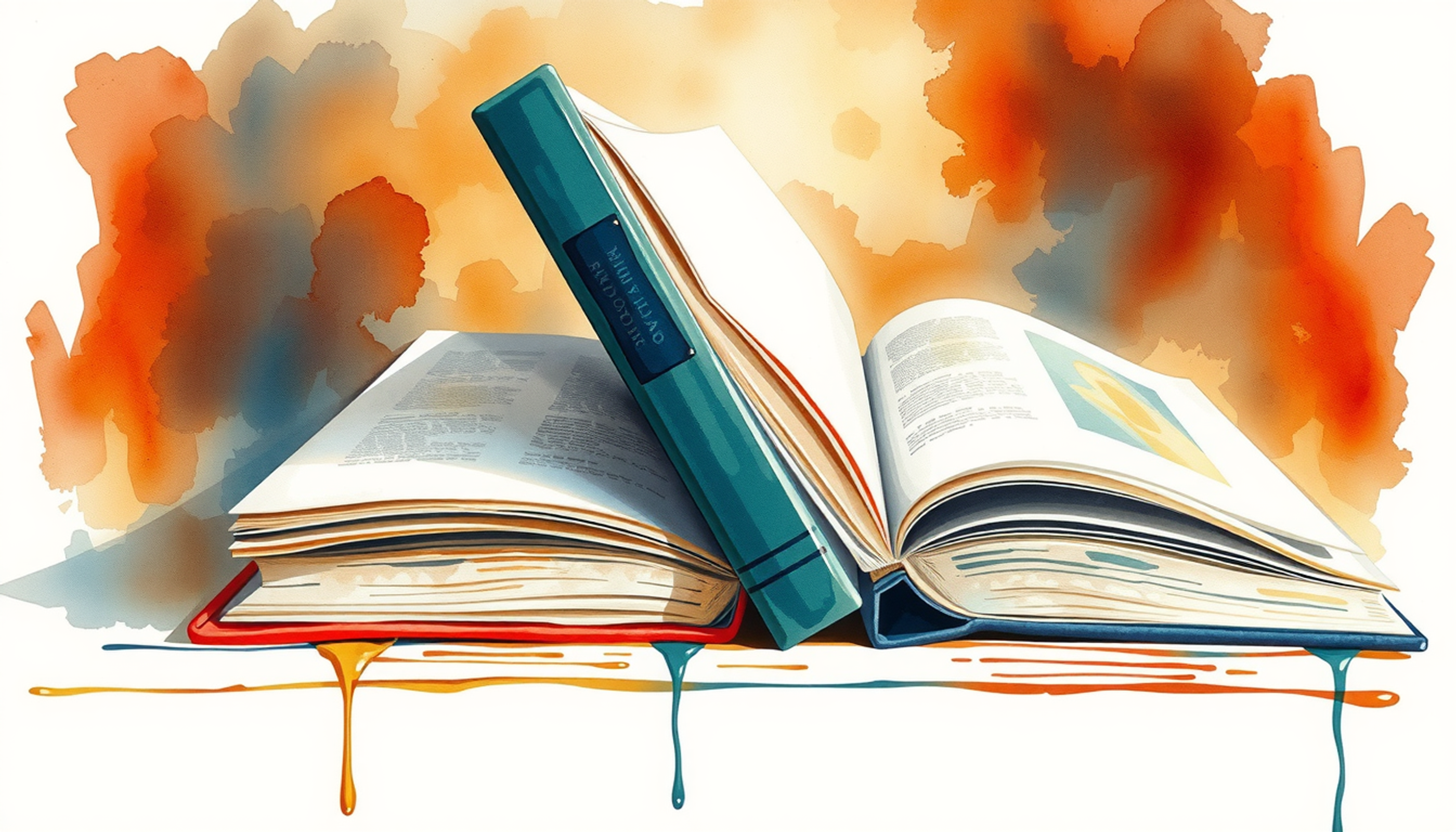 Two contrasting scientific books on a shelf, symbolizing theory and debate.