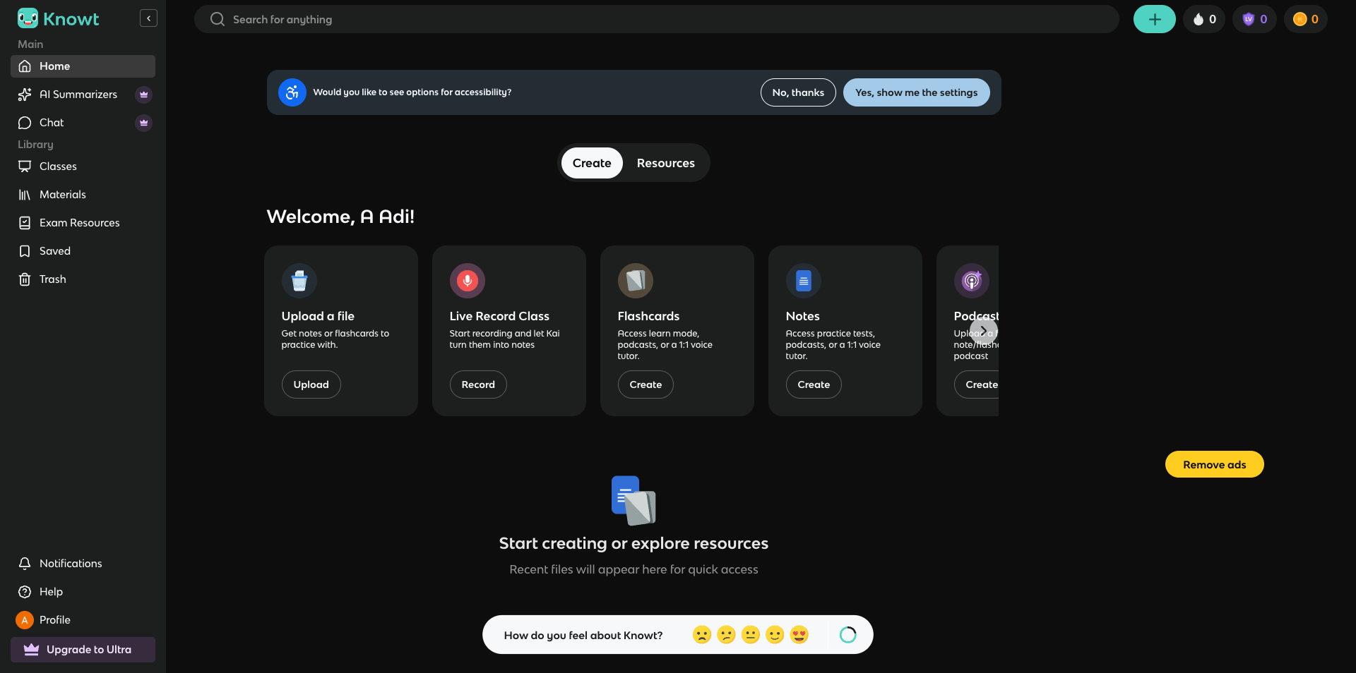 Knowt Desktop Dashboard