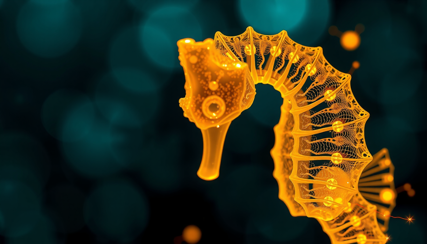 Abstract visualization of hippocampus with golden electrical activity bursts.