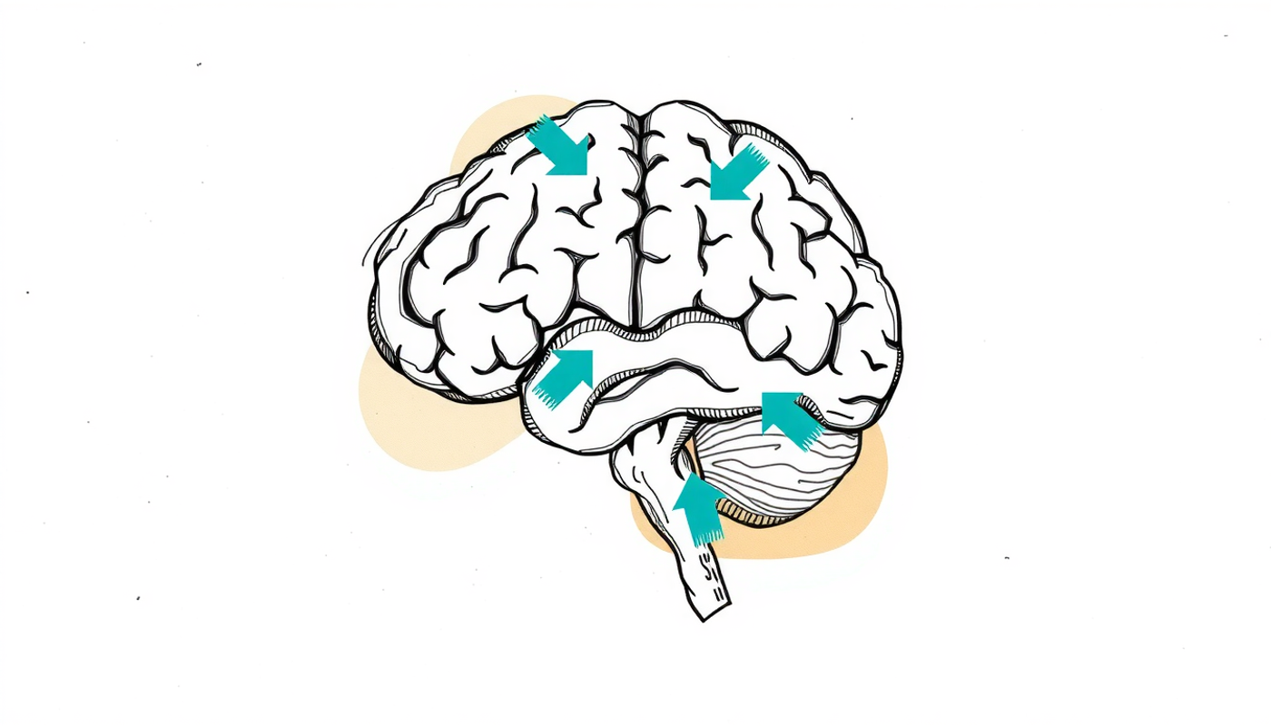 Anatomical diagram of visual and auditory pathways in the brain.