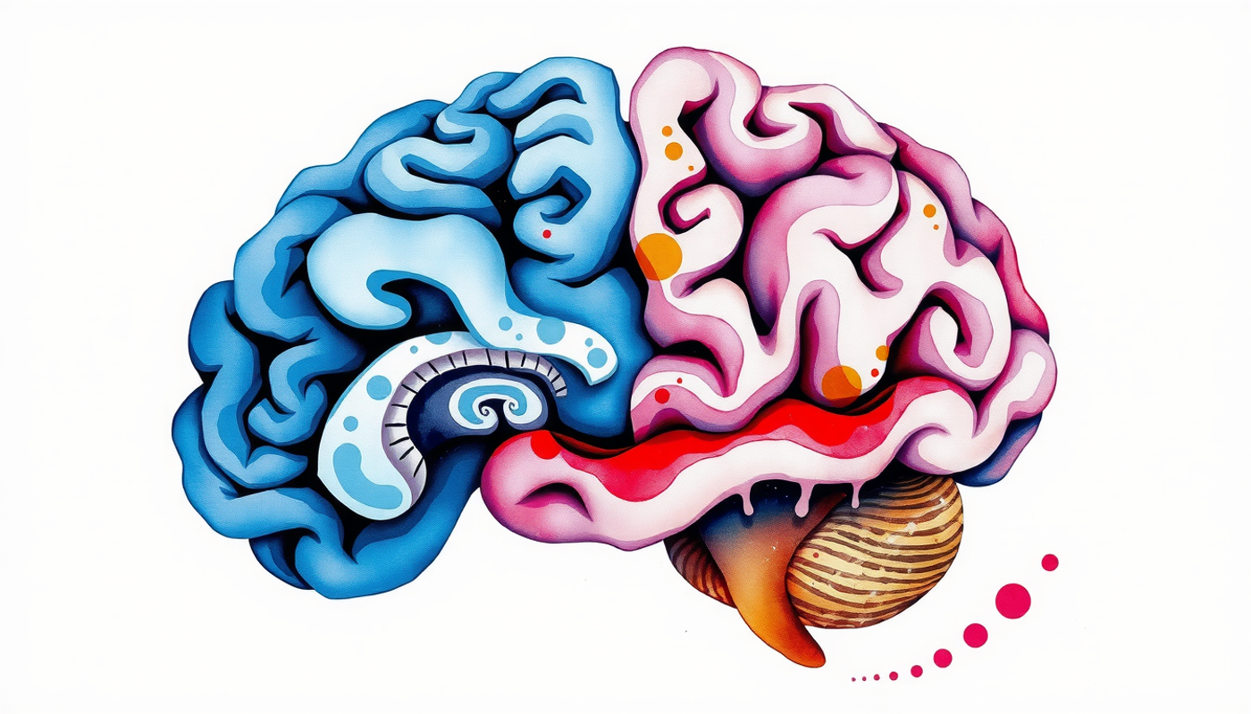 Cross-section of a sleeping brain showing deep sleep and REM phases.