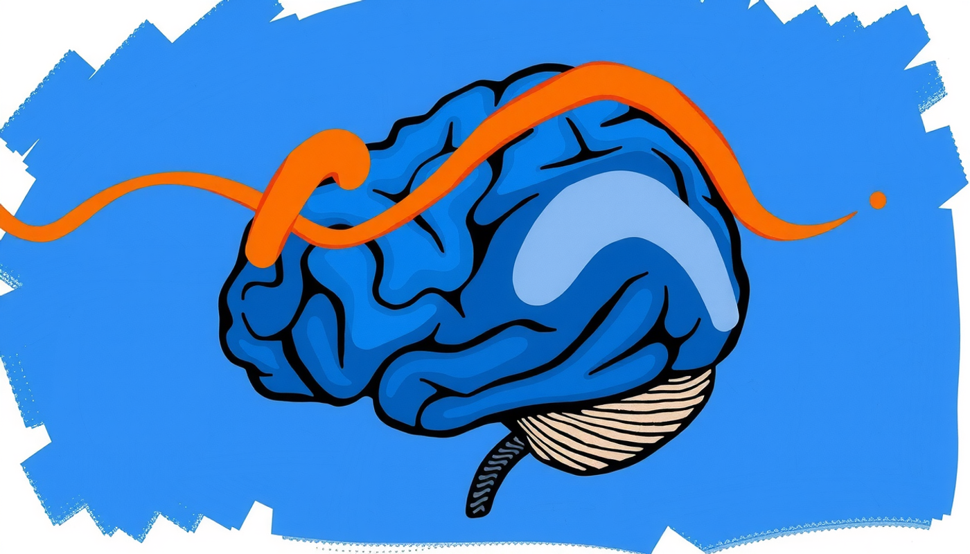 Sleeping brain with neural activity in peaceful blue tones.