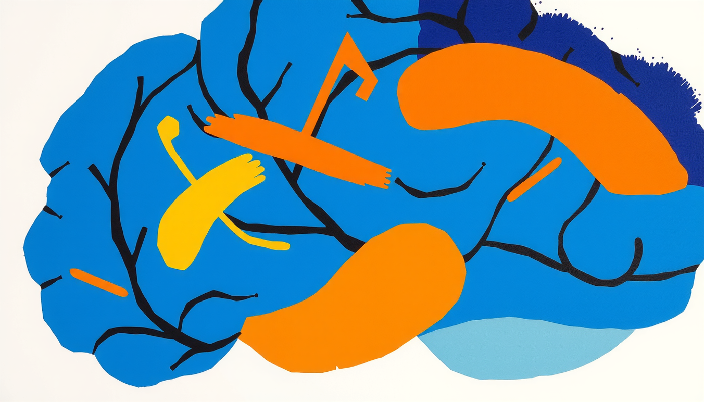 Sleeping brain with synchronized neural activity in peaceful blue tones.