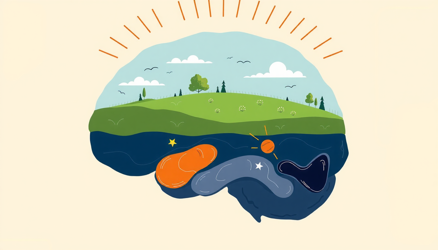 Dual-layer visualization of REM sleep: serene dreams vs. intense emotions.