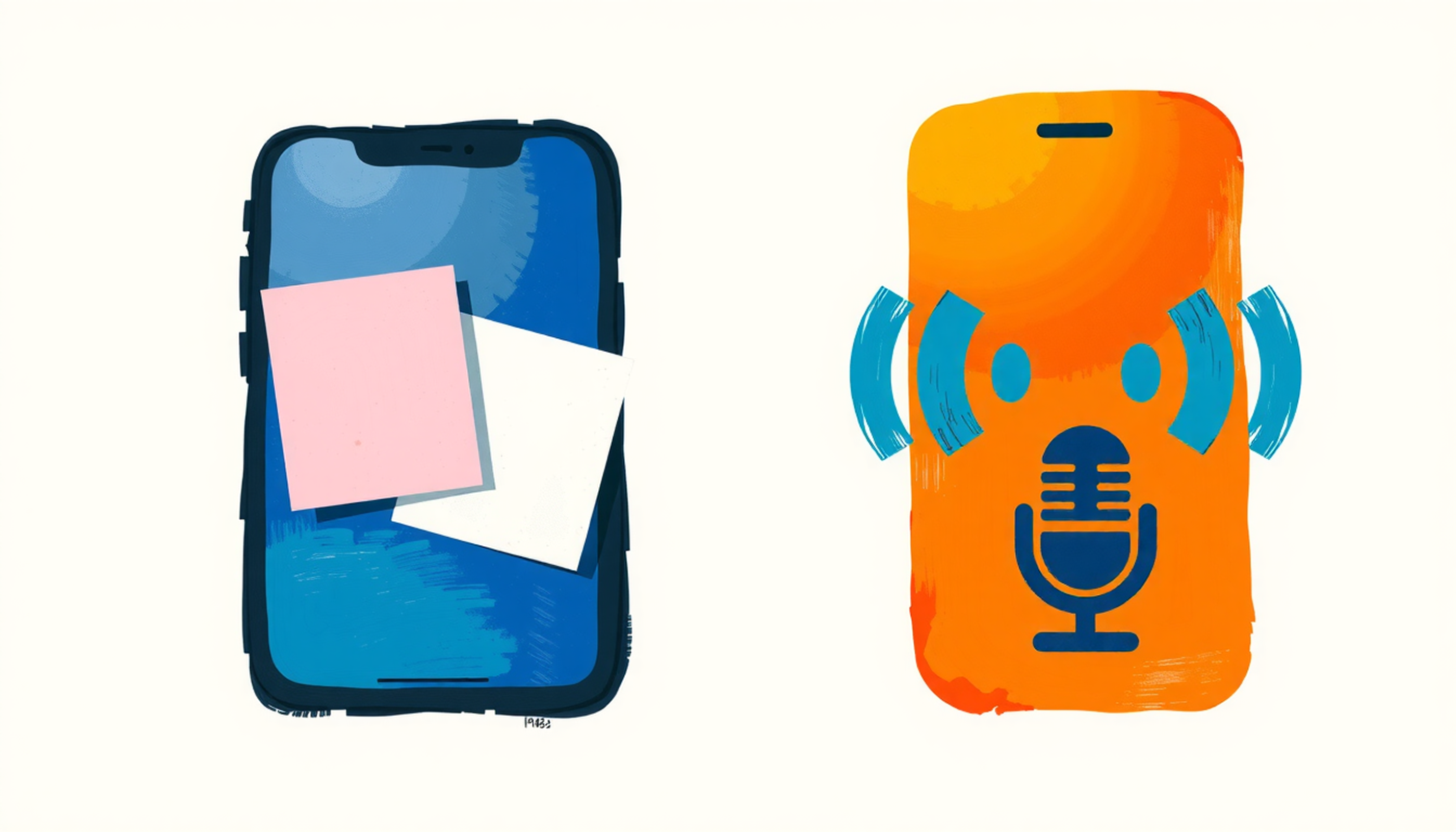 Contrasting study setups with flashcards and sound wave patterns.